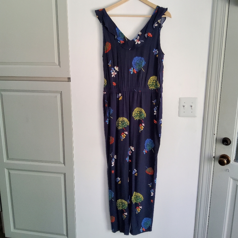 Pantsuit blue with flowers LOFT Size 10